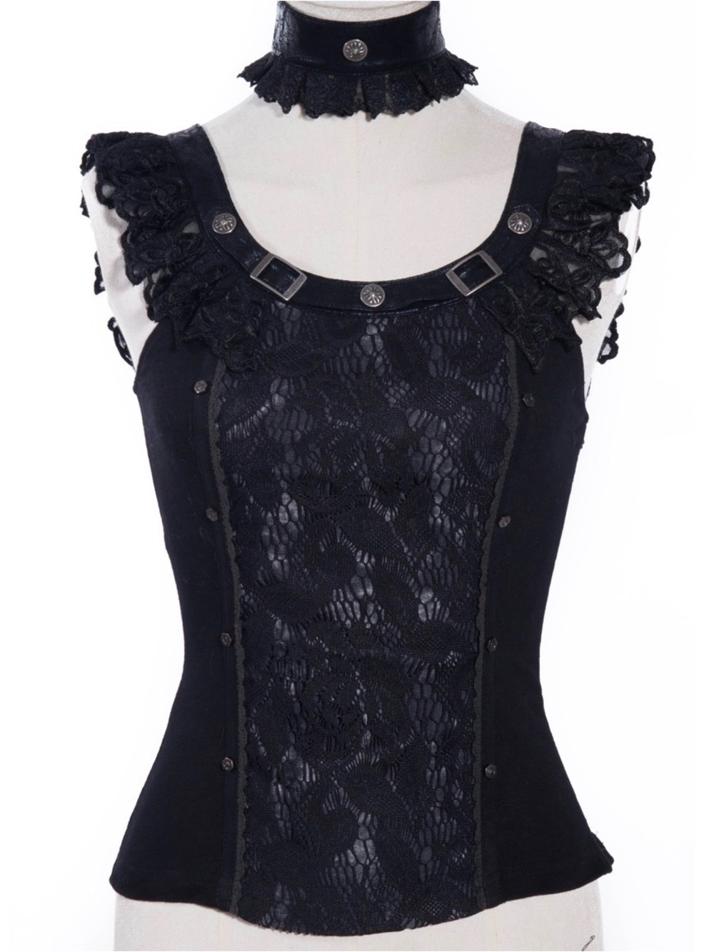 Red Queen’s Black Legion Black Lace 'Thyone' Top & Neck Collar, XL (BNWT)